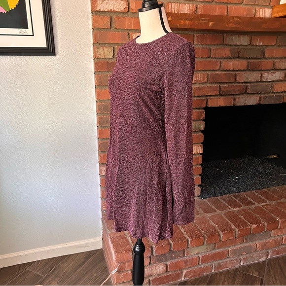 Reformation Riley Long Sleeve Mini Dress in Purple Metallic Sz L - Picture 5 of 9